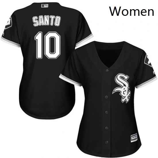 Womens Majestic Chicago White Sox 10 Ron Santo Authentic Black Alternate Home Cool Base MLB Jersey